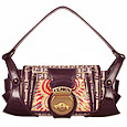 Fendi Beige & Purple Flap Zucchino Jacquard Compilation Bag