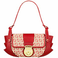 Fendi Beige & Red Zucchino Jacquard Compilation Bag