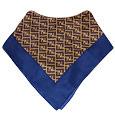 Logoed Tobacco Twill Silk Square Scarf