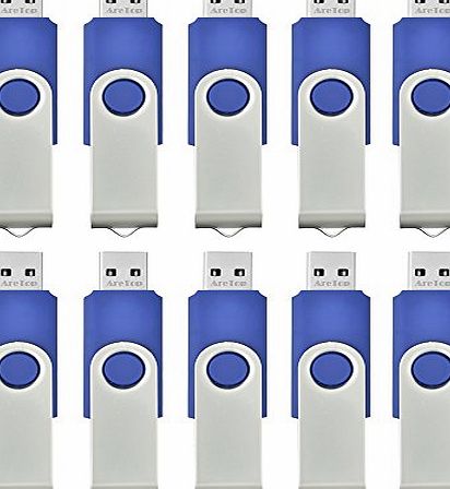 Fives 10pcs 2GB USB 2.0 Flash Drive Memory Stick Fold Storage Thumb Stick Pen Swivel Design (Black)