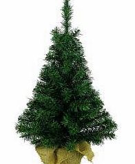 Artificial Green Tree In Jute Bag - 75cm (2.5ft)