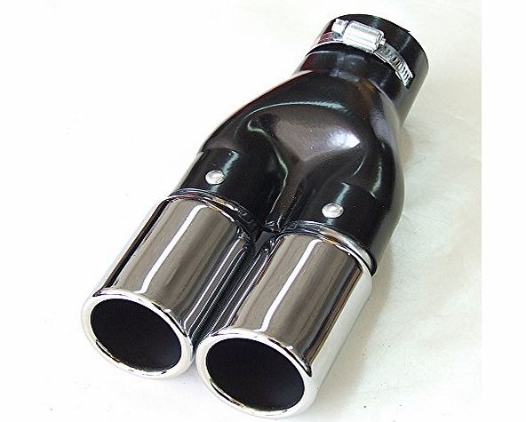 flexzon SPORT CHROME UNIVERSAL DUAL EXHAUST TAIL TIP PIPE MUFFLER TRIM TWIN