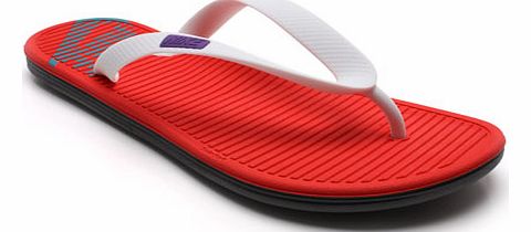  Solarsoft Thong Flip Flops White/Crimson Red