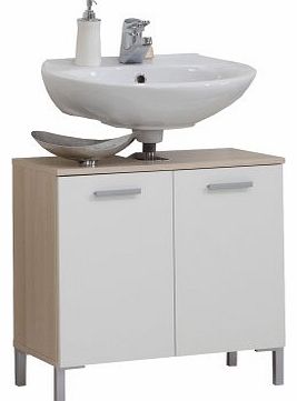 Under-Sink Bathroom Cabinet Lerida 3, 63 x 60 x 33 cm, Ash Tree/ White