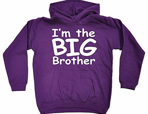 KIDS - IM THE BIG BROTHER HOODIE (XS-Age-3-4 - PURPLE) NEW PREMIUM - cool cute baby toddler Slogan Funny Novelty Nerd Vintage retro top clothes Unisex Children Child Girl Boy Sweatshirt Hoody Hoodies 