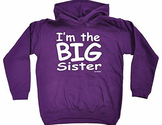 KIDS IM THE BIG SISTER HOODIE (L-Age-9-11 - PURPLE) NEW PREMIUM - cool cute baby toddler Slogan Funny Novelty Nerd Vintage retro top clothes Unisex Children Child Girl Boy Sweatshirt Hoody Hoodies jok