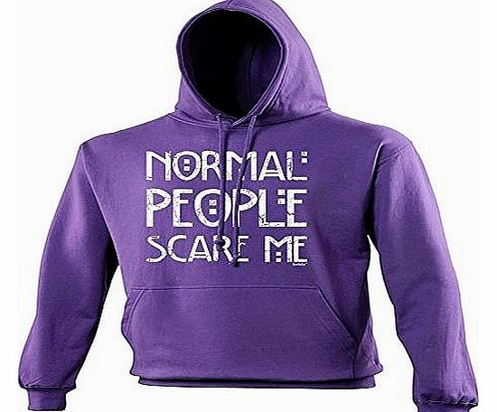 NORMAL PEOPLE SCARE ME (S - PURPLE) NEW PREMIUM HOODIE - slogan funny clothing joke novelty vintage retro top mens ladies girl boy sweatshirt men women hoody hoodies fashion urban cool geek shirt nerd