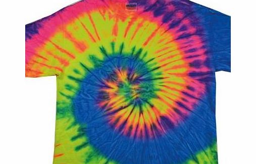 PLAIN (L - RAINBOW NEON ) NEW PREMIUM TIE DYE T SHIRT - Blank Novelty Boots Wellies Bestival Creamfields Global Gathering Reading the garden party glastonbury tickets Vintage retro top clothes Unisex 