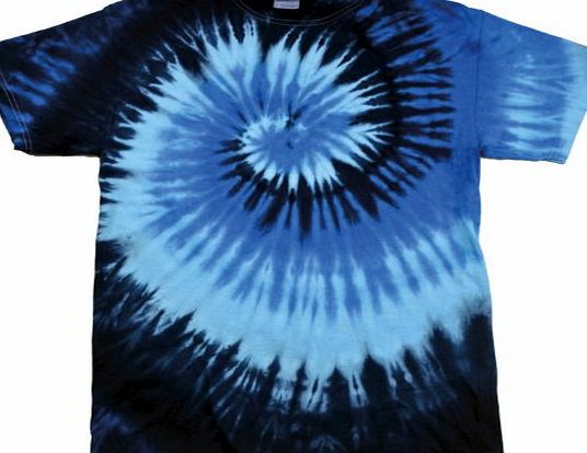 PLAIN (M - RAINBOW BLUE OCEAN) NEW PREMIUM TIE DYE T SHIRT - Blank Novelty Boots Wellies Bestival Creamfields Global Gathering Reading the garden party glastonbury tickets Vintage retro top clothes Un