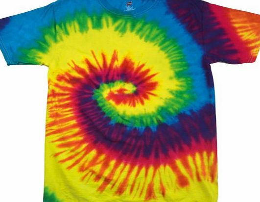 PLAIN (XL - RAINBOW) NEW PREMIUM TIE DYE T SHIRT - Blank Novelty Boots Wellies Bestival Creamfields Global Gathering Reading the garden party glastonbury tickets Vintage retro top clothes Unisex Mens 