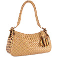 Fontanelli Camel Woven Leather Hobo Bag