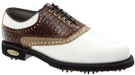 Footjoy Classics Tour White Pebble/Dark Brown Lizard/Taupe Lizard Print 51858 Golf Shoe