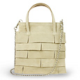 Forzieri Beige Suede Square Mini Bag w/Shoulder Chain Strap