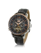 Men` Black Croco Strap Automatic Date Watch