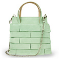 Forzieri Pale Mint Suede Square Mini Bag w/ Shoulder Chain Strap