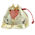 Forzieri Python-embossed Leather Mini Bucket Bag w/Chain Strap