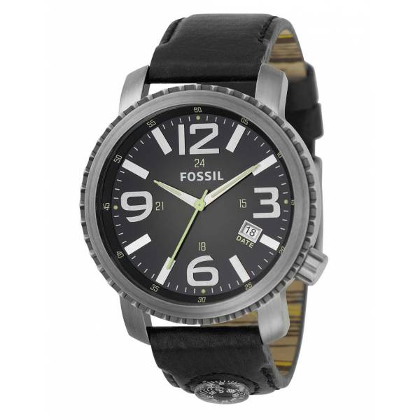 Mens Black Leather Strap Watch JR1138