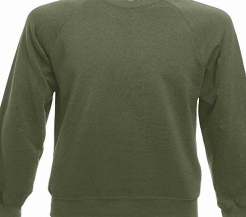 Fruit of the Loom Mens Raglan Plain Pullover Work Wear Sweatshirt Jumper