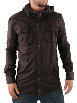 Oiled Brown Vay Hooded Shirt