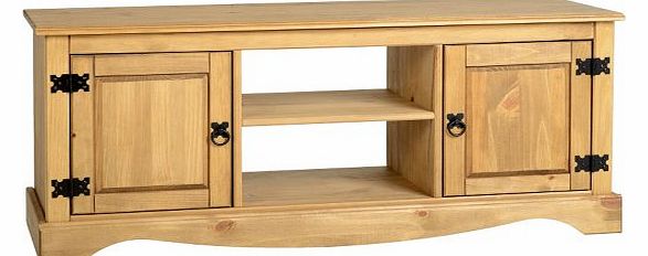 Corona 2 Door 1 Shelf Flat Screen TV Unit in Distressed Waxed Pine