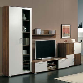 Applaud 7 Door Display Unit in Teak and White