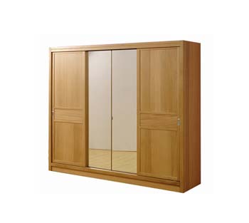 Aragon Mirrored 3 Door Wardrobe in Natural Oak