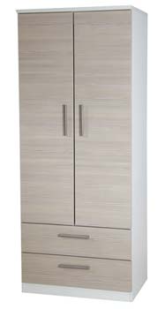 Cino 2 Door 2 Drawer Wardrobe in Coffee and Cream