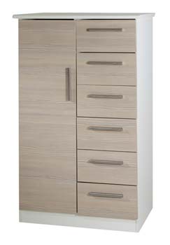 Cino Childs 1 Door 6 Drawer Wardrobe in Coffee