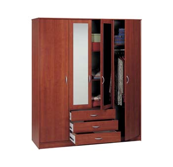 Cyclone 3 Drawer 4 Door Wardrobe in Wild Cherry