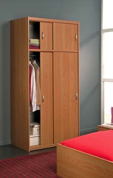 Cyclone Sliding 2 Door Wardrobe in Japanese Pear