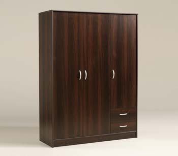 Cydia 3 Door 2 Drawer Wardrobe in Dark Walnut