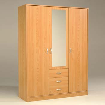 Cydia 3 Drawer 3 Door Mirrored Wardrobe in