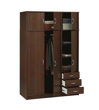 Cydia 3 Drawer 3 Door Wardrobe in Dark Walnut