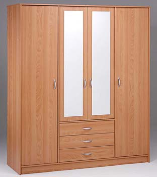 Cydia 4 Door 3 Drawer Wardrobe in Japanese Pear