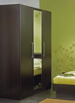 Jay 3 Door Mirrored Wardrobe in Wenge