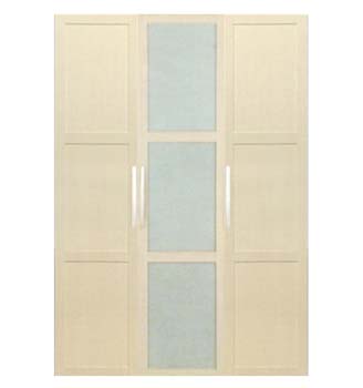 Jay 3 Door Panelled Wardrobe in Birch and Metal