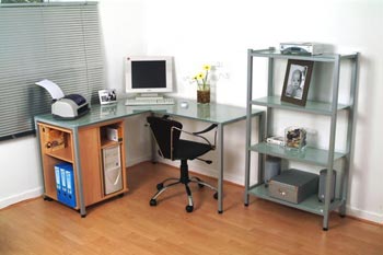 Lorenzo 1400 Glass Corner Desk