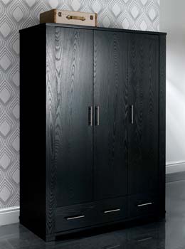 Metric 3 Door Wardrobe in Black - FREE NEXT DAY