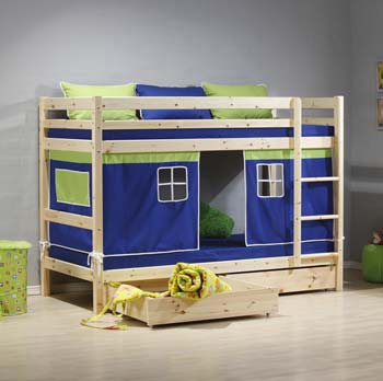 Minnie Solid Pine Natural Storage Bunk Bed with