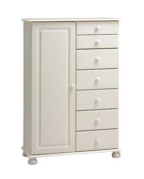 Wessex White 7 Drawer 1 Door Combi Wardrobe