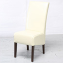 Havana Cream Leather Dining chair with dark feet