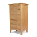 Hereford Oak 5 Drawer Tall Chest