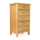 Milano Oak 5 Drawer Slim Chest