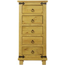 Peru Pine 5 drawer slim chest