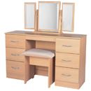 Tara beech 6 drawer kneehole dressing table