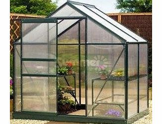 Gardman Summer Garden Buildings 6X4 Greenhouse 03 - Free Base, Green Aluminium, Polycarbonate