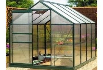 Gardman Summer Garden Buildings 6X8 Greenhouse 01 - Free Base, Green Aluminium, Polycarbonate