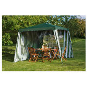 Gazebo Polyester with Striped Sidewalls, green