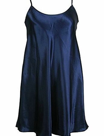 Generic Ladies Satin Chemise / Nightie / Slip - Plain Navy - Sizes - 8 - 22 (20/22)