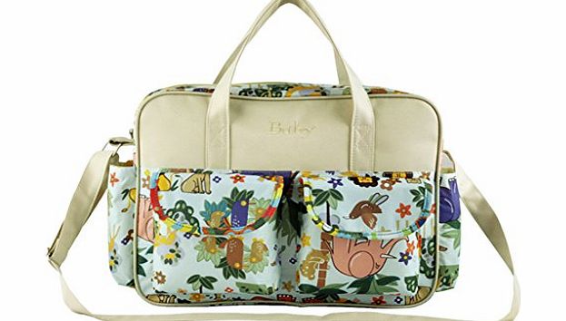 Multifunctional Waterproof Mummy Handbag Baby Diaper Nappy Bag Nursery Changing Bag (Animals Pattern)